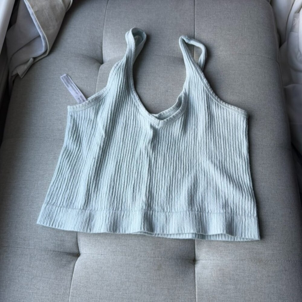 Light blue Out From Under Drew Seamless Ribbed Cropped Tank Top